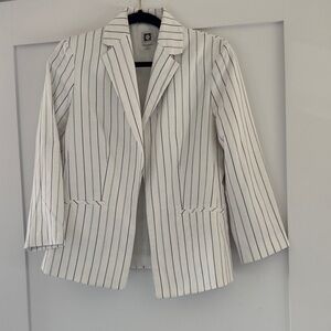 Anne Klein White and Black Striped Blazer